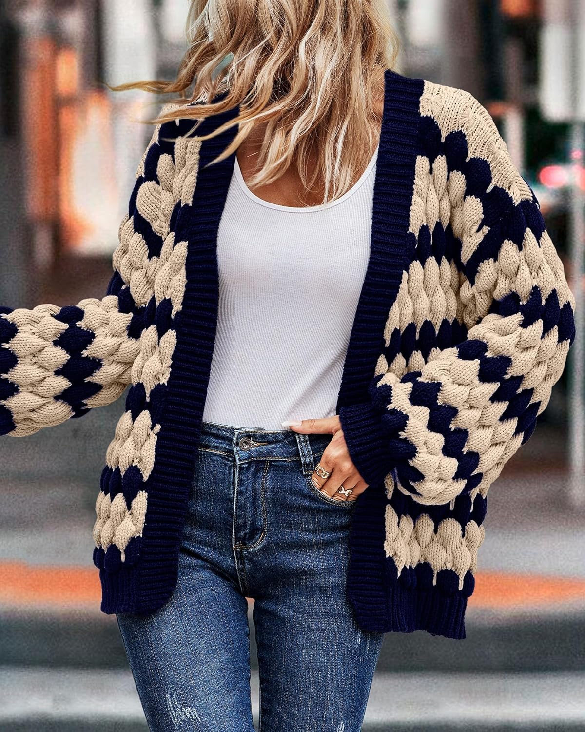KIRUNDO Womens Cardigan Sweater Beige